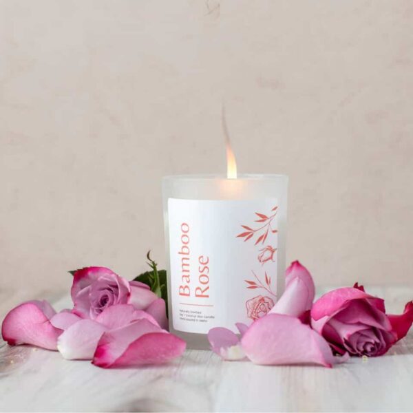 Bamboo Rose Naturally Scented Candle Lifestyle 960x960