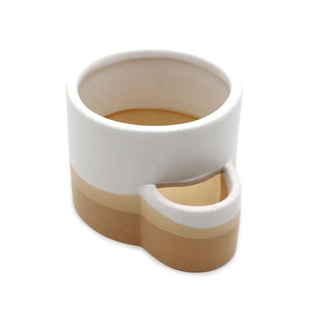 White Brown Ceramic Holder with Match Slot